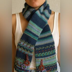 Lost Horizons Handcrafted Wool Scarf with Embroidered Details – Made in Nepal